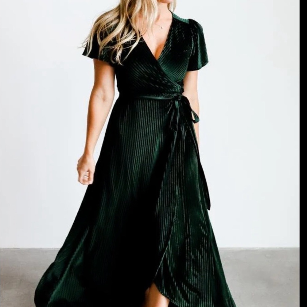 Baltic Borne Andi Velvet Green Wrap Dress *Discontinued*